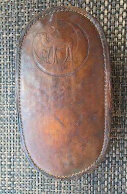 Antique Army Cavalry Leather Horse Curry Brush 1900s Camel motif